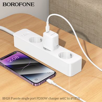 Купити Сетевой зарядный прибор BOROFONE BN28 Fuente single port PD30W charger (EU) White