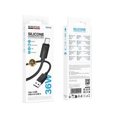 Купити Кабель BOROFONE BX123 Leya silicone charging data cable Type-C Black