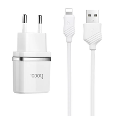 Купити Сетевое зарядное устройство Hoco C12 Smart dual USB (iP cable)charger set White