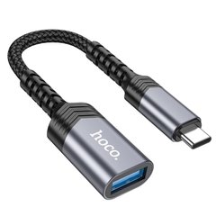 Купити Кабель-переходник Hoco UA24 Type-C to USB-A 16,5 cм Metal Gray