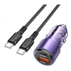 Купити Автомобільний зарядний пристрій Borofone BZ20A charger set(C to C) USB-A/Type-C Transparent Purple