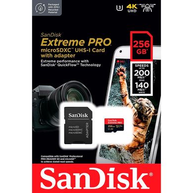 Купити Карта памяти SanDisk microSDXC Extreme Pro 256GB Class 10 UHS-I (U3) V30 A2