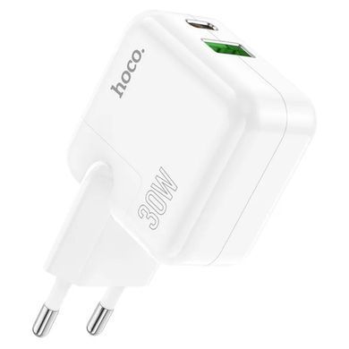 Купити Сетевой зарядное устройство HOCO C111A Lucky dual-port PD30W+QC3.0 charger White