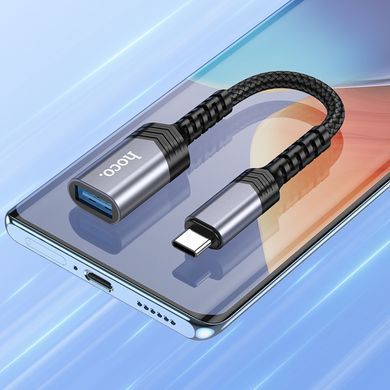 Купити Кабель-переходник HOCO UA24 Type-C male to USB female 3.0 converter Metal Gray