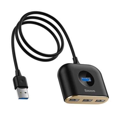 Купити USB-хаб Baseus Square round 4 in 1 USB HUB Adapter(USB3.0 TO USB3.0*1+USB2.0*3) Black - Уценка