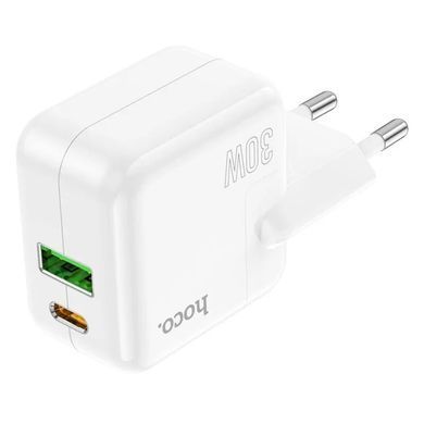 Купити Сетевой зарядное устройство HOCO C111A Lucky dual-port PD30W+QC3.0 charger White