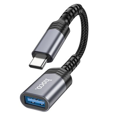 Купити Кабель-перехiдник Hoco UA24 Type-C to USB-A 16,5 cм Metal Gray