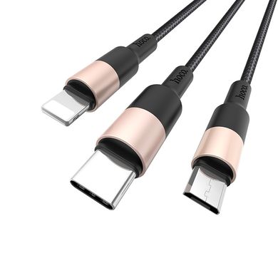 Купити Кабель Hoco X26 USB Micro/Lightning/Type-C 2A 1m Black-Gold