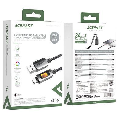 Купити Кабель ACEFAST C21-04 USB-A to USB-C fantasy color series braided Charging data cable Black