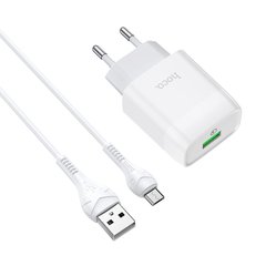 Купити Мережевий зарядний пристрій Hoco C72Q Glorious single port QC3.0 charger set(Type-C) White