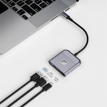 Купити USB-Hub WIWU Traveling 3in1 USB C hub Wi-HB002 Gray