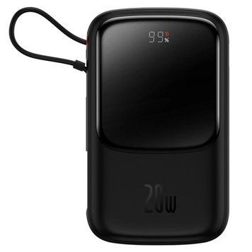 Купити Зовнішній акумулятор Baseus Qpow Pro Digital Display Fast Charge Power Bank 10000mAh 20W iP Edition Black （With: Simple charging cable Type-C 3A 0.3m Black)