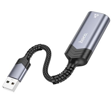 Купити Кабель-перехiдник Hoco UA26 USB-A to RJ45 12,5 см Metal Gray