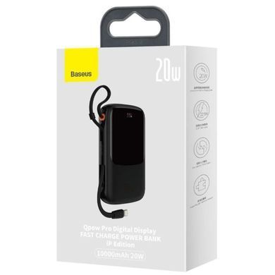 Купити Зовнішній акумулятор Baseus Qpow Pro Digital Display Fast Charge Power Bank 10000mAh 20W iP Edition Black （With: Simple charging cable Type-C 3A 0.3m Black)