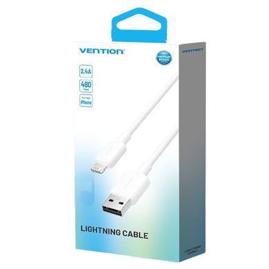 Купити Кабель Vention USB 2.0 Type-A Male to Lightning Male 2.4A Cable 1M White PVC Type