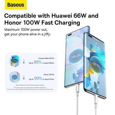 Купити Baseus Superior Series Fast Charging Data Cable USB to Type-C 100W 1.5m Moon White