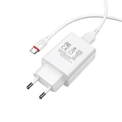 Купити Мережевий зарядний пристрій BOROFONE BA21A Long journey single port QC3.0 charger set(Type-C) 18W White