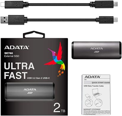 Купити Портативный SSD A-DATA SE760 512GB Portable USB 3.2 Type-C 3D TLC Titanium - Уценка
