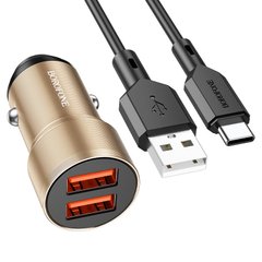 Купити Автомобільний зарядний пристрій Borofone BZ19 charger set(Type-C) 2 × USB Gold