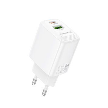 Купити Сетевой зарядное устройство BOROFONE BN29 Fuente PD30W+QC3.0 charger (EU) White