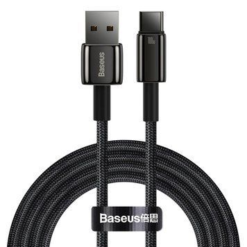 Купити Кабель Baseus Tungsten Gold Fast Charging Data Cable USB to Type-C 100W 1m Black