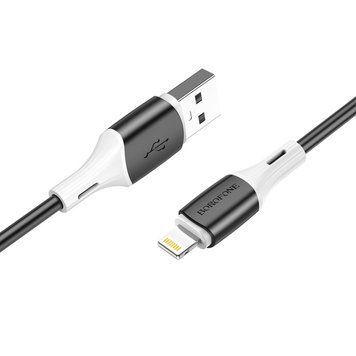 Купити Кабель BOROFONE BX79 USB to iP 2.4A, 1m, silicone, silicone connectors, Black