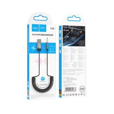 Купити Bluetooth-ресивер HOCO E78 Benefit car AUX BT receiver with cable Black Metal Gray