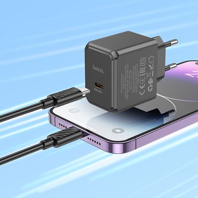 Купити Мережевий зарядний пристрій Hoco CS13A charger set(C to iP) Black