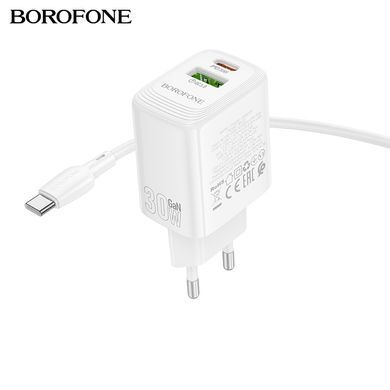 Купити Сетевой зарядное устройство BOROFONE BN29 Fuente PD30W+QC3.0 charger (EU) White