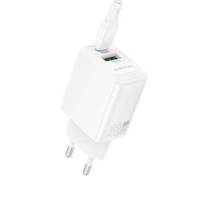 Купити Сетевой зарядное устройство BOROFONE BN29 Fuente PD30W+QC3.0 charger (EU) White