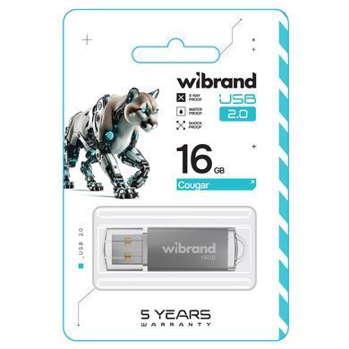 Купити Флеш-накопичувач Wibrand USB 2.0 Cougar 16Gb Silver