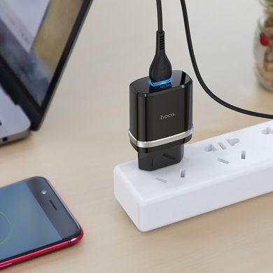 Купити Мережевий зарядний пристрій HOCO C12Q Smart QC3.0 charger set(Micro) 18W Black