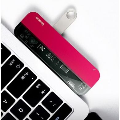 Купити USB-хаб Baseus Transparent Series Type-C Multifunctional HUB Red