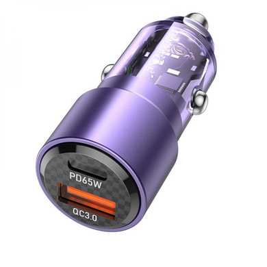 Купити Автомобільний зарядний пристрій Borofone BZ20A USB-A/Type-C Transparent Purple