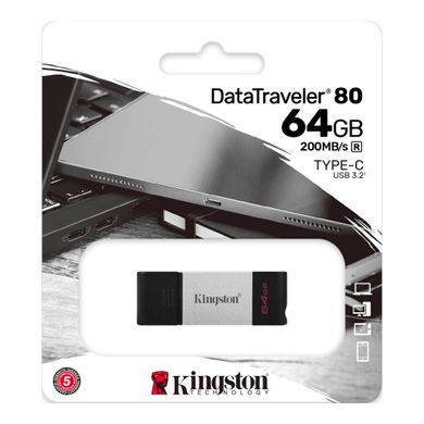 Купити Флеш-накопитель Kingston USB3.2 DT 80 64GB Silver-Black