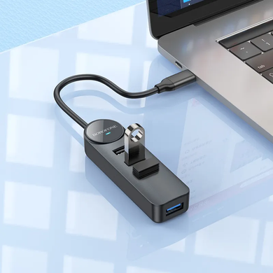 Купити USB-хаб Borofone DH5 Erudite 4-in-1 Type-C to 4xUSB 3.0 20 см Black