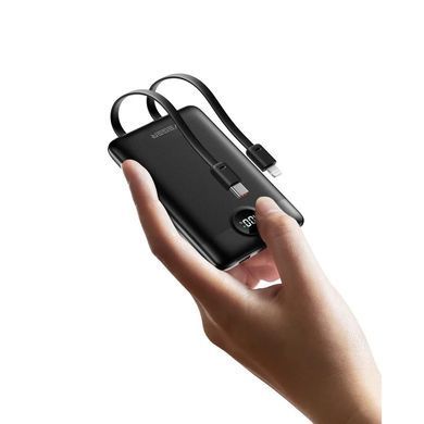 Купити Зовнішній акумулятор VEGER 10000 mAh with built-in cables Type C / Lightning PD QC3.0 2A 22,5W C11 (W1170) black