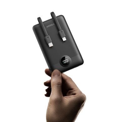 Купити Зовнішній акумулятор VEGER 10000 mAh with built-in cables Type C / Lightning PD QC3.0 2A 22,5W C11 (W1170) black