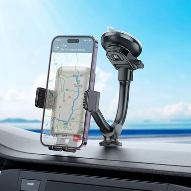 Купити Автотримач для телефона HOCO H27 Rock push-type car holder(center console) Black gray