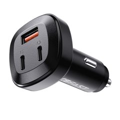 Купити Автомобільний зарядний пристрій ACEFAST B3 66W(USB-C+USB-C+USB-A) three-port metal car charger USB-A/Type-C Black