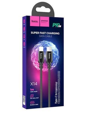 Купити Кабель HOCO X14 Type-C to iP 3A, 20W, 1m, нейлон, алюминиевые коннекторы, Черный