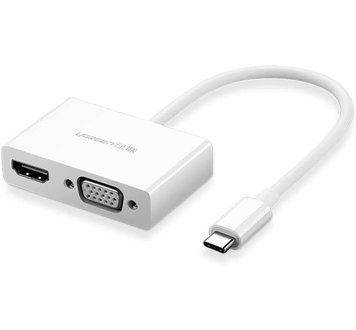 Купити UGREEN USB Type C to HDMI + VGA Converter (White)