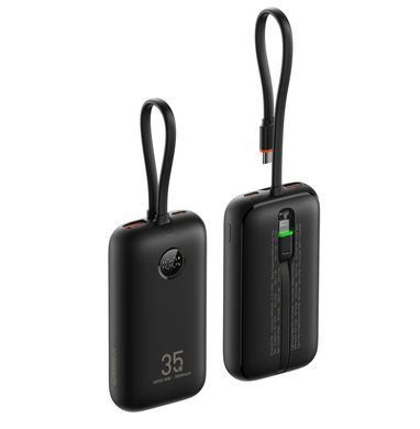 Купити Зовнішній акумулятор VEGER 10000 mAh with built-in cables Type C / Lightning PD QC3.0 35W K1 (W1188) black