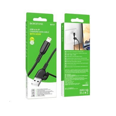 Купити Кабель BOROFONE BX91 USB to iP 2.4A,1m, PVC, PVC connectors, Black