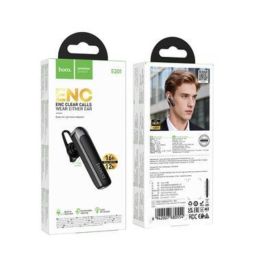 Купити Bluetooth гарнітура HOCO E201 Exceed ENC noise reduction BT headset Black