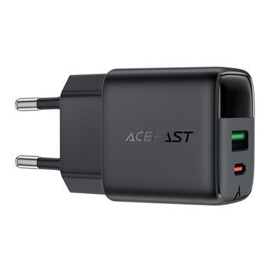 Купити Мережевий зарядний пристрій ACEFAST A114 PD25W GaN charger (USB-A+USB-C) with digital display Black