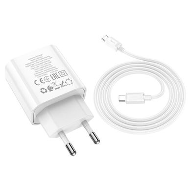 Купити Сетевое зарядное устройство Hoco C80A Plus Rapido PD20W+QC3.0 charger set(C to C) White
