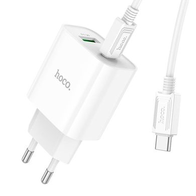 Купити Мережевий зарядний пристрій Hoco C80A Plus Rapido PD20W+QC3.0 charger set(C to C) White
