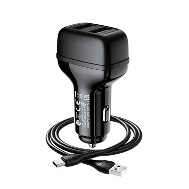 Купити Автомобільний зарядний пристрій Hoco Z36 charger set(Micro) 2 × USB Black