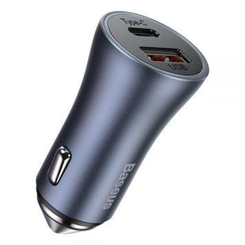 Купити АЗП Baseus Golden Contactor Pro Dual Quick Charger Car Charger U+C 40W Dark Gray